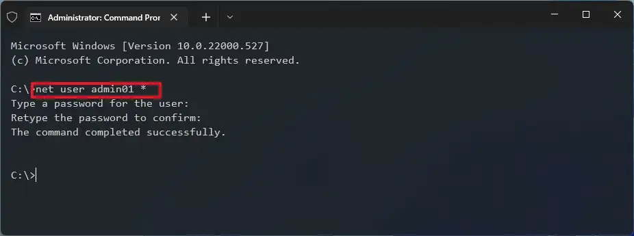 Xóa mật khẩu đăng nhập khỏi Command Prompt