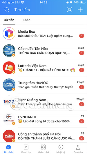 Giao diện Zalo