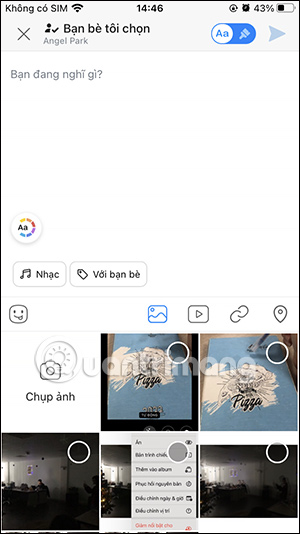 Giao diện đăng nhật ký chung trên Zalo
