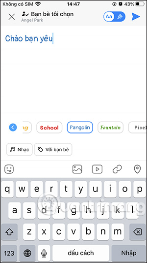 Đổi kiểu chữ nhật ký Zalo