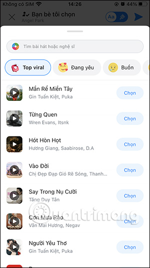 Chèn bài hát vào nhật ký trên Zalo